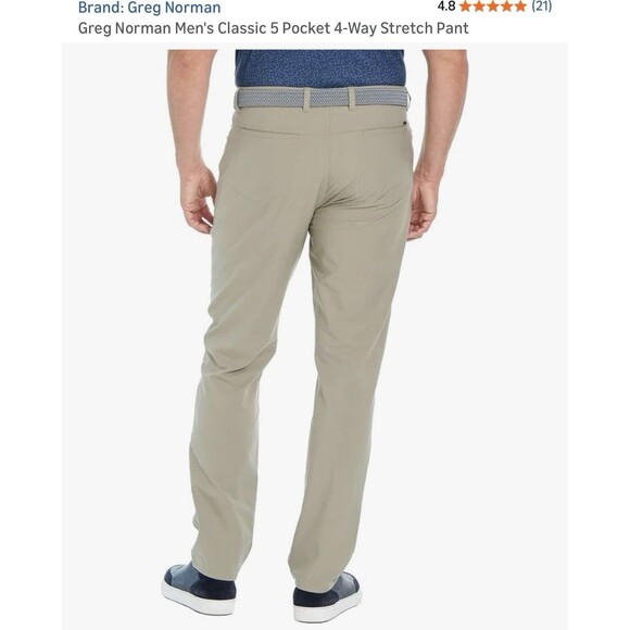 NWT Greg Norman Ultimate 5 Pocket Men's 34 X 34 Stretch Golf Pants Olive Green - Picture 5 of 7